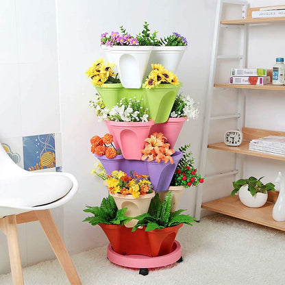 Torre Vertical De Plantas De 6 Capas - Sistema Tridimensional De Flores Para El Jardín
