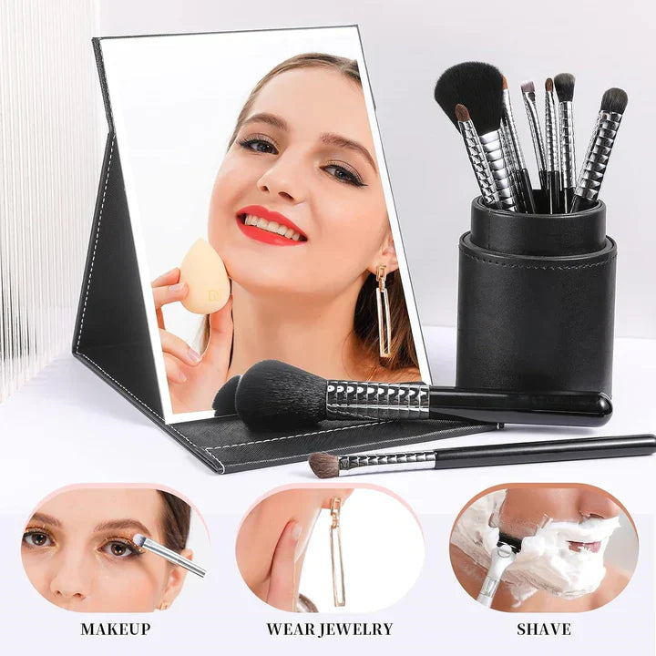Espejo de Maquillaje Compacto con Soporte
