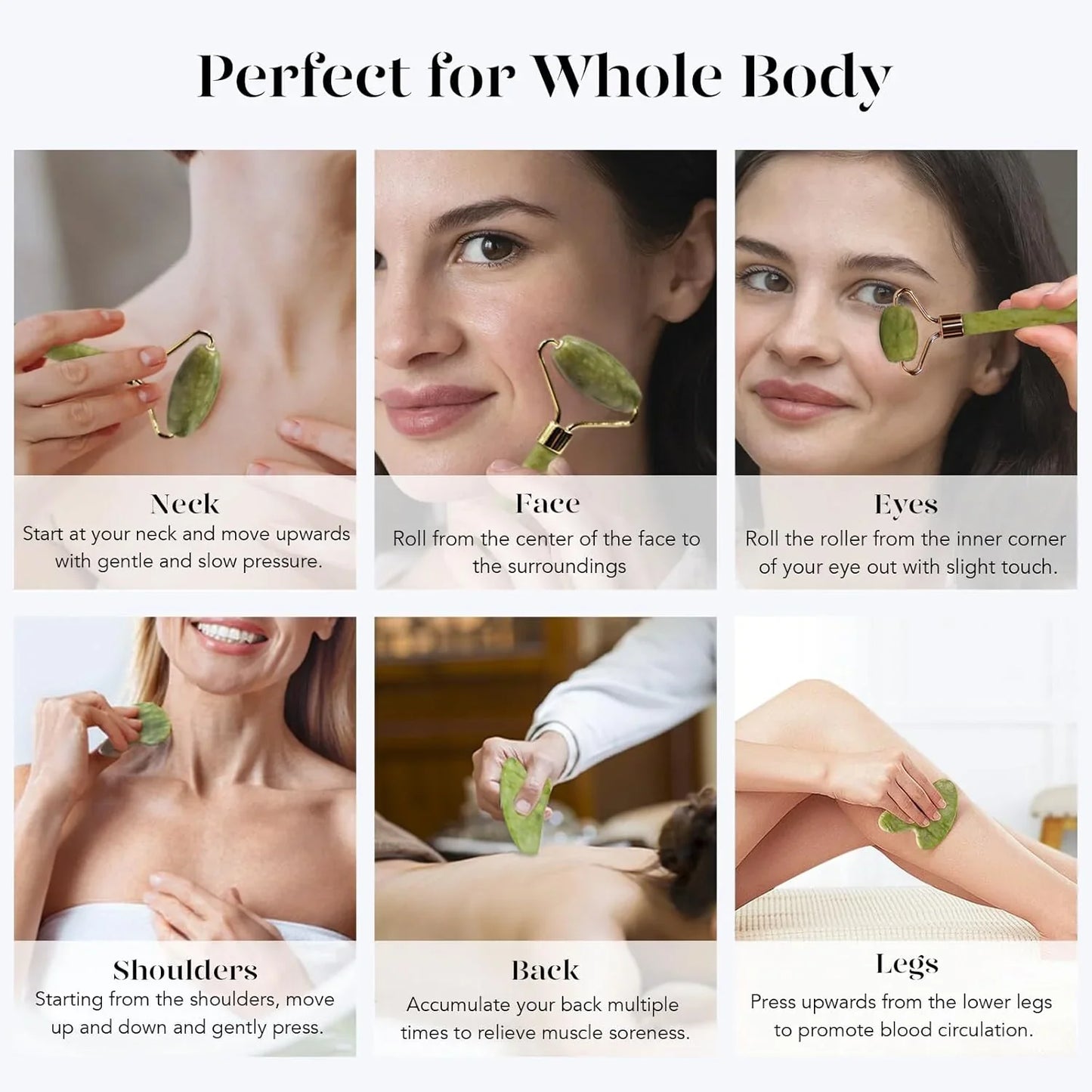 Set Gua Sha y Rodillo de Jade Instant Glow para una Piel Radiante y una Relajación Natural