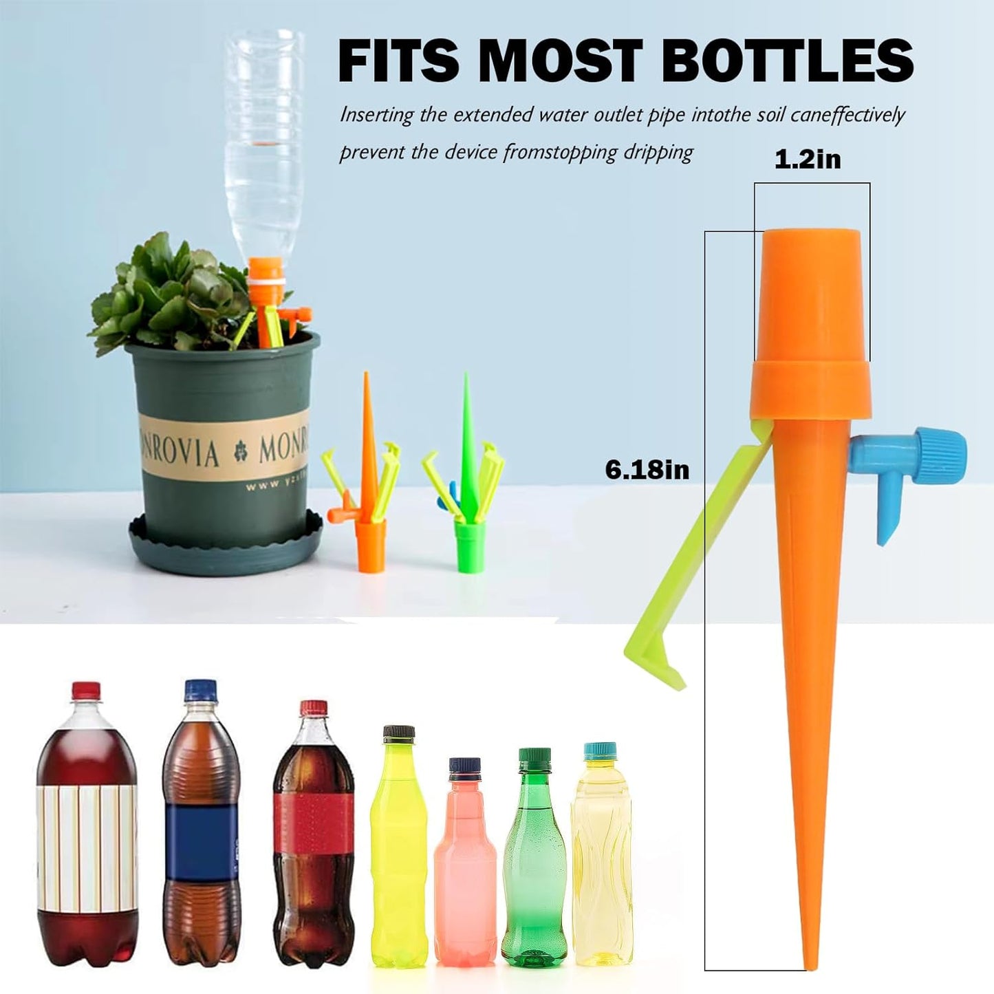 Espiga de Riego Automático para Plantas - con Adaptador para Botella Sistema de Riego Automático para Plantas