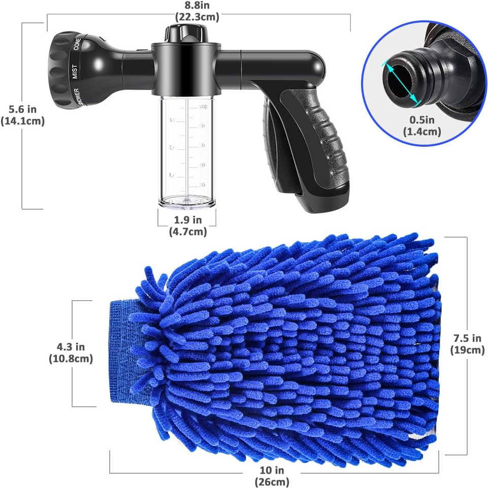 Pistola Multifunción de Lavado de Coches - Pistola Pulverizadora con Accesorio de Microfibra para una Limpieza a Fondo
