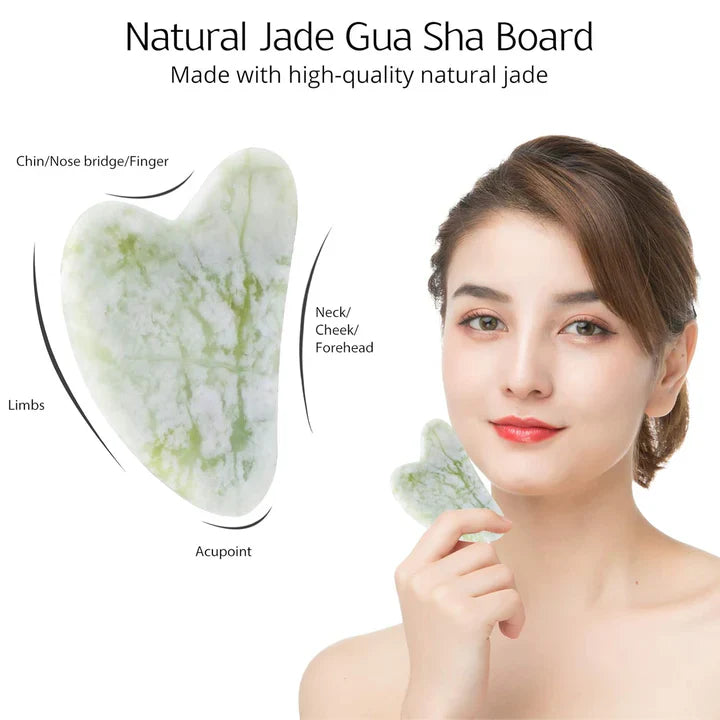 Set Gua Sha y Rodillo de Jade Instant Glow para una Piel Radiante y una Relajación Natural