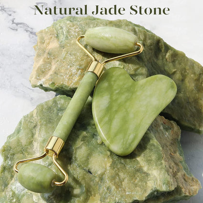 Set Gua Sha y Rodillo de Jade Instant Glow para una Piel Radiante y una Relajación Natural