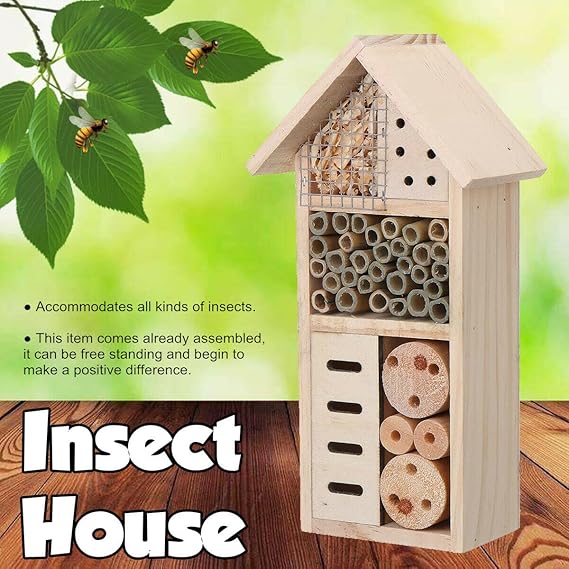 Casa de Madera para Insectos - Hábitat Apícola e Insectívoro para el Jardín y el Patio
