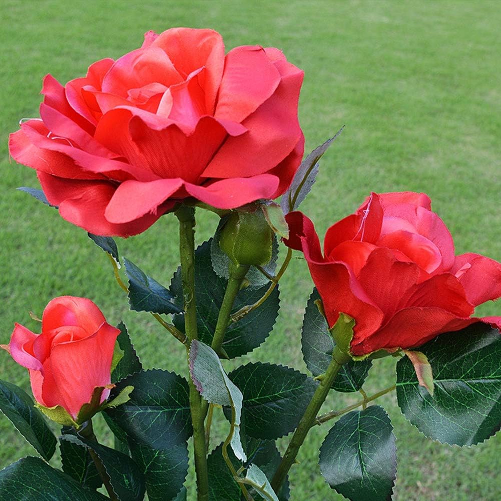 Luces de Rosas Alimentadas por Energía Solar - Enchufe de Jardín con Panel Solar para Iluminación Decorativa