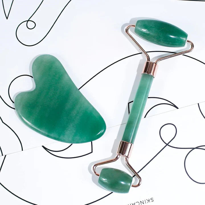 Set Gua Sha y Rodillo de Jade Instant Glow para una Piel Radiante y una Relajación Natural