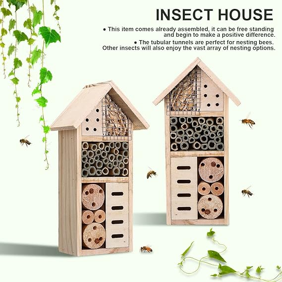 Casa de Madera para Insectos - Hábitat Apícola e Insectívoro para el Jardín y el Patio