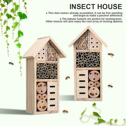 Casa de Madera para Insectos - Hábitat Apícola e Insectívoro para el Jardín y el Patio
