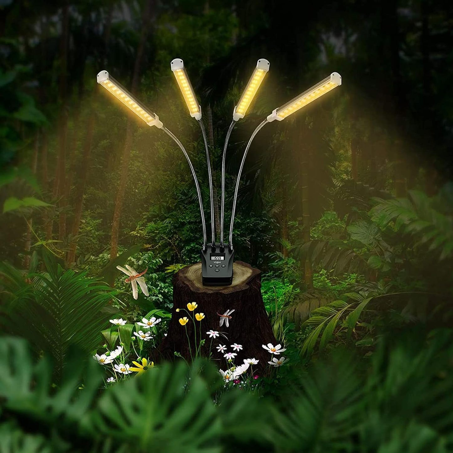 Luz de Crecimiento para Plantas con 4 Brazos Flexibles y Función de Regulación para Jardines de Interior