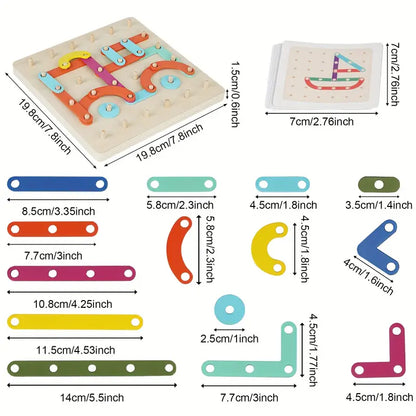 Puzzle de tablero de clavijas Montessori para niños | Juguete creativo de combinar formas con letras y números para el aprendizaje temprano