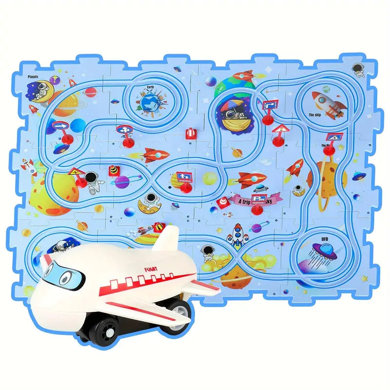 Estera de juego de pista de rompecabezas para niños | Juego de suelo interactivo con caminos conectables para la diversión de carreras imaginativas