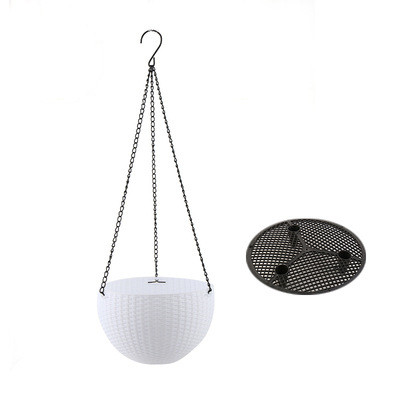 Cesto Colgante Tejido para Plantas con Cadena - Ideal para Balcón y Jardín