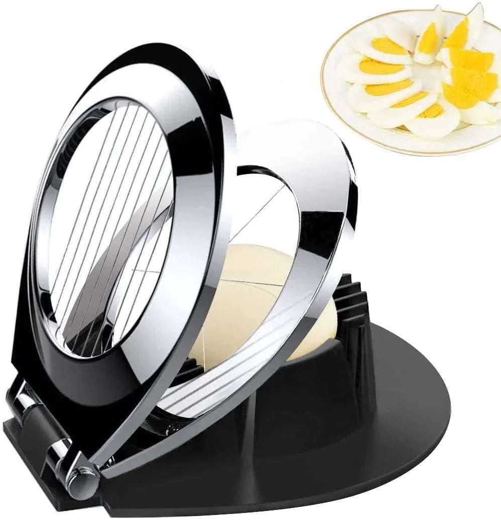 Cortador de Huevos de Acero Inoxidable - ¡ 3 Opciones de Corte en 1 para una Preparación sin Esfuerzo !