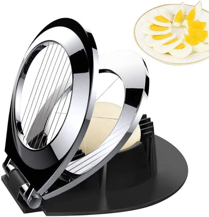 Cortador de Huevos de Acero Inoxidable - ¡ 3 Opciones de Corte en 1 para una Preparación sin Esfuerzo !