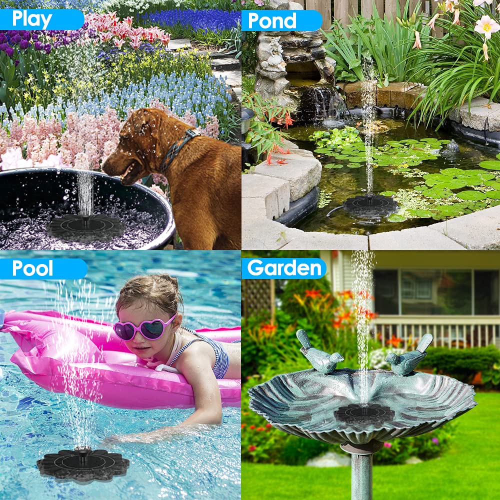 Fuente Solar para el Jardín - Fuente de Agua con Diseño de Flores para Estanques y Piscinas Fuente Solar para el Jardín