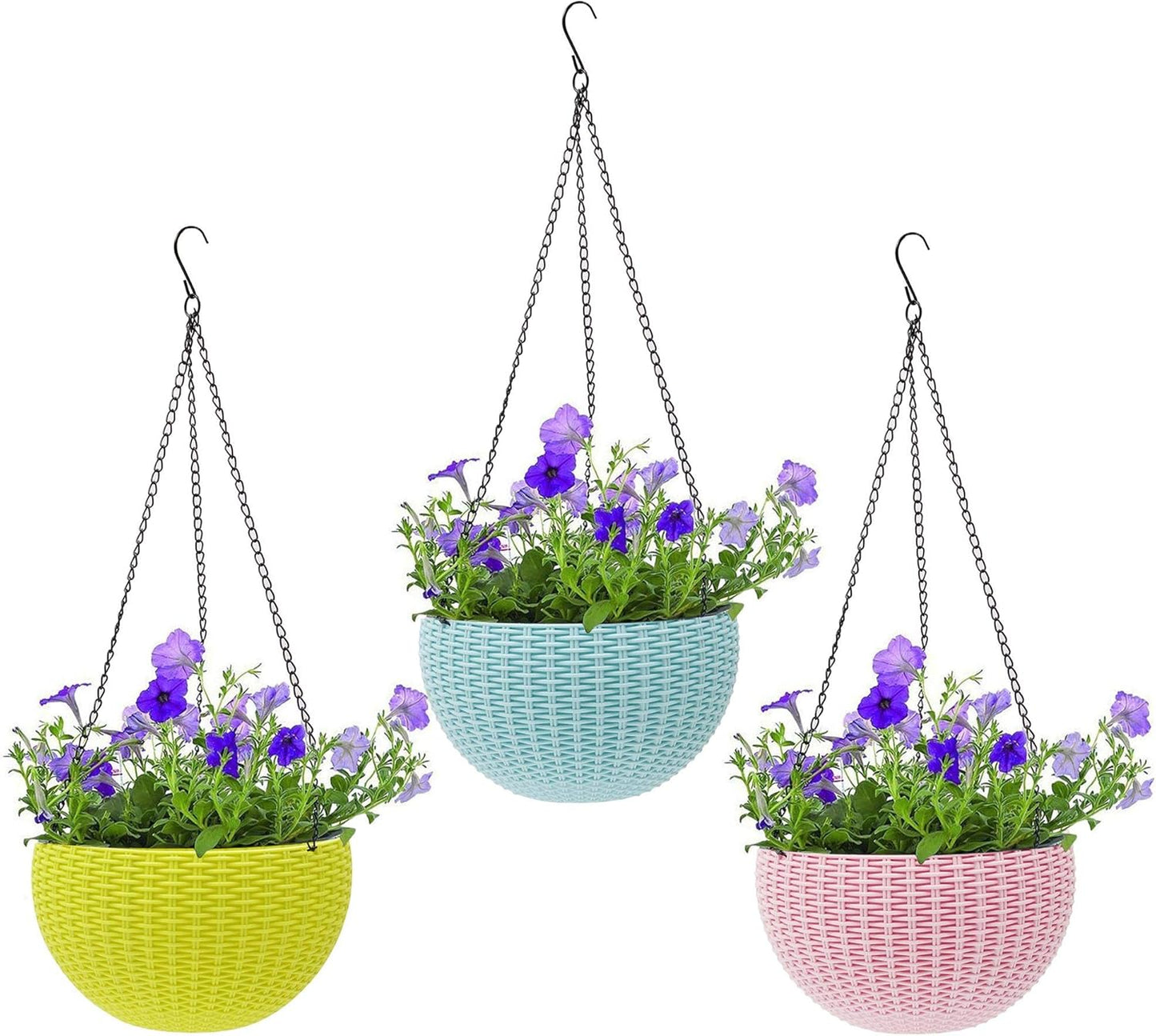 Cesto Colgante Tejido para Plantas con Cadena - Ideal para Balcón y Jardín