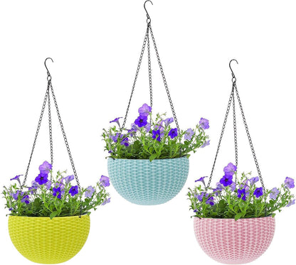 Cesto Colgante Tejido para Plantas con Cadena - Ideal para Balcón y Jardín