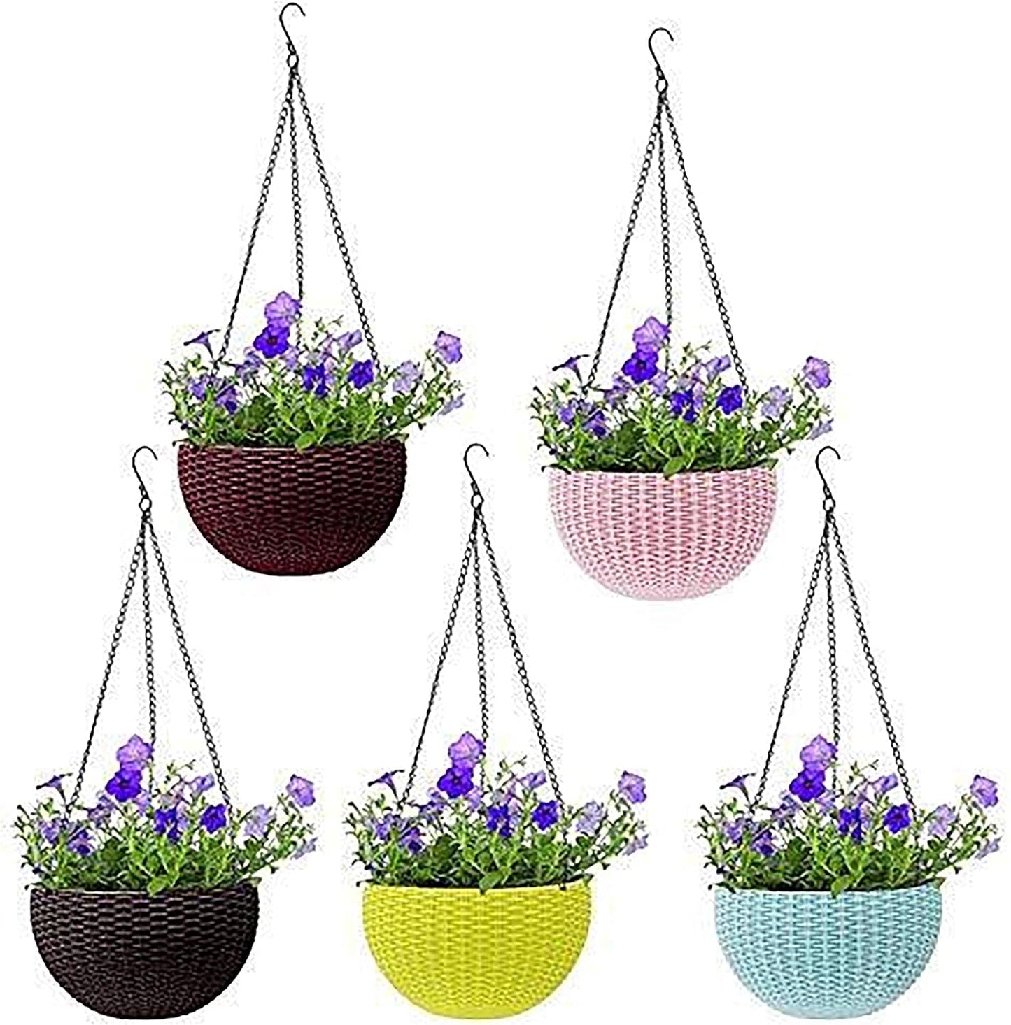 Cesto Colgante Tejido para Plantas con Cadena - Ideal para Balcón y Jardín