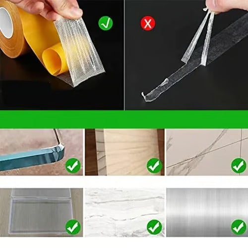 Cinta Adhesiva Multiusos Transparente de Doble Cara - Se Puede Retirar sin Dejar Residuos Cinta Adhesiva Multiusos Transparente de Doble Cara - Se Puede Retirar sin Dejar Residuos Cinta Adhesiva Multiusos Transparente de Doble Cara