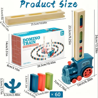 Juguete de tren dominó para niños | Colocación automática de vías con luces y sonido para una diversión creativa de aprendizaje Tren dominó de juguete para niños