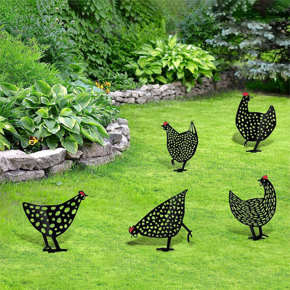 Gallinas Decorativas de Metal - Juego de Enchufes de Jardín para Uso en Exteriores las Gallinas Son Muy Divertidas