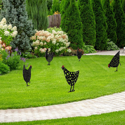 Gallinas Decorativas de Metal - Juego de Enchufes de Jardín para Uso en Exteriores las Gallinas Son Muy Divertidas