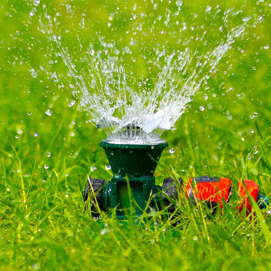 Aspersor De Césped Metálico Giratorio Automático De 360 Grados - Eficaz Cabezal De Riego De Jardín