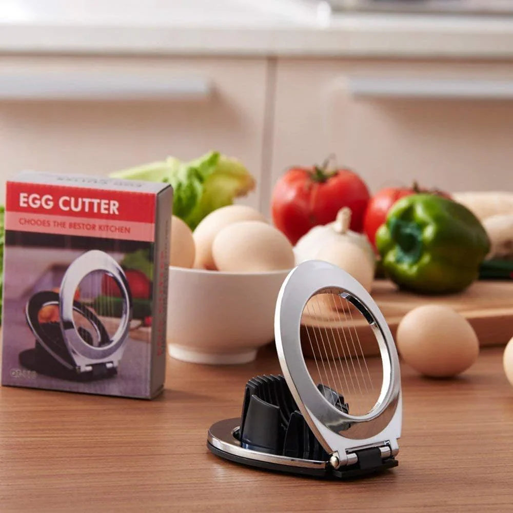 Cortador de Huevos de Acero Inoxidable - ¡ 3 Opciones de Corte en 1 para una Preparación sin Esfuerzo !