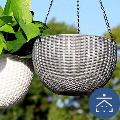 Cesto Colgante Tejido para Plantas con Cadena - Ideal para Balcón y Jardín