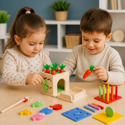 Cubo Educativo Montessori De Madera 6 En 1 Con Formas Y Figuras