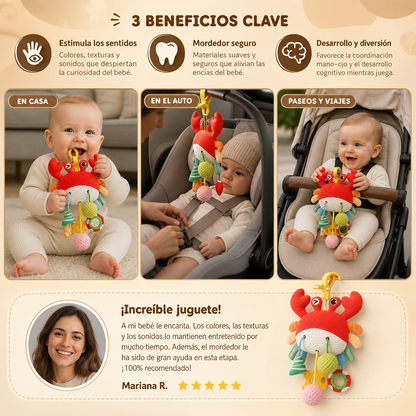 Juguete De Actividades Cangrejo Para Bebés Con Cuerda Para Tirar, Sonajero Y Mordedor