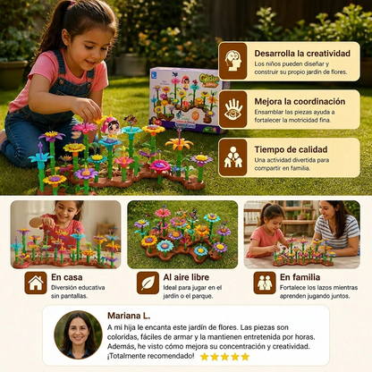 Juego de construcción de jardín de flores para niños – juguete creativo de plantación y aprendizaje para pequeños jardineros