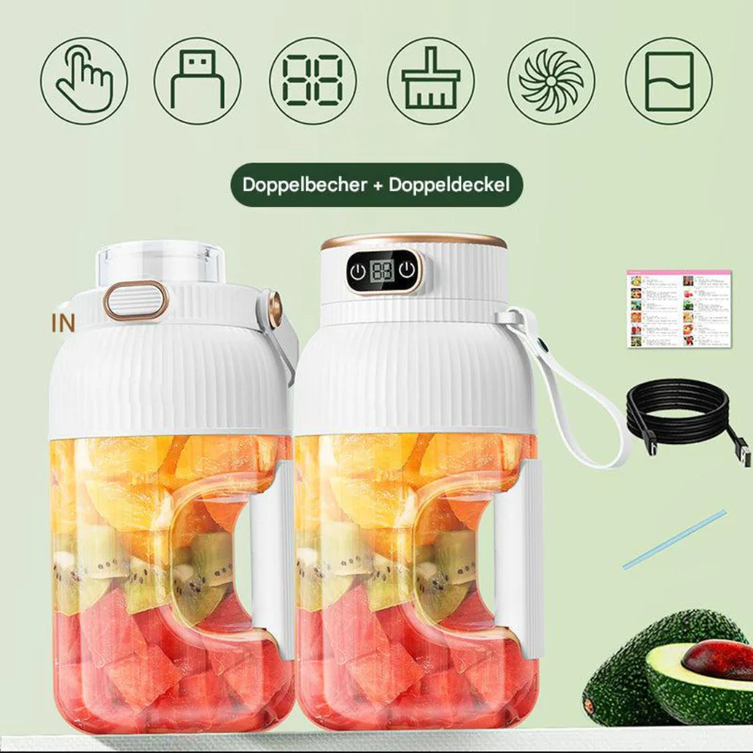 Batidora Multifunción Portátil Con Doble Tapa Y Función De Carga Usb - Para Batidos Y Almacenamiento De Alimentos Para Batidos Y Almacenamiento De Alimentos