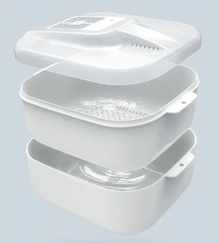 Caja Multifuncional Para La Limpieza De Frutas Y Verduras - Limpiador Automático Con Cesta Escurridora Y Tapa De Almacenamiento