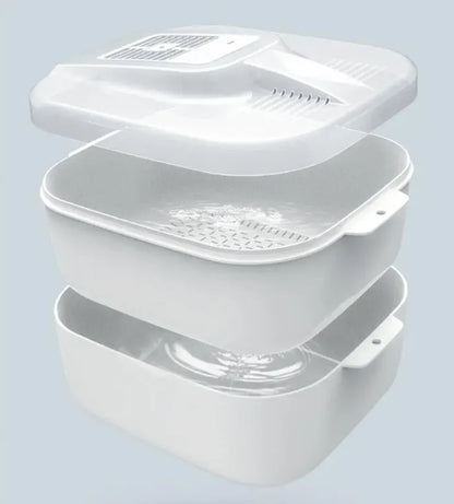Caja Multifuncional Para La Limpieza De Frutas Y Verduras - Limpiador Automático Con Cesta Escurridora Y Tapa De Almacenamiento