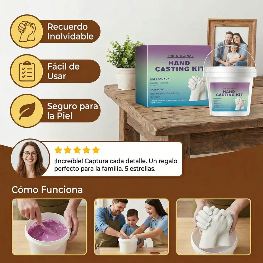 Kit de Huellas de Manos para Familias y Parejas – Set de Recuerdo 3D en Yeso