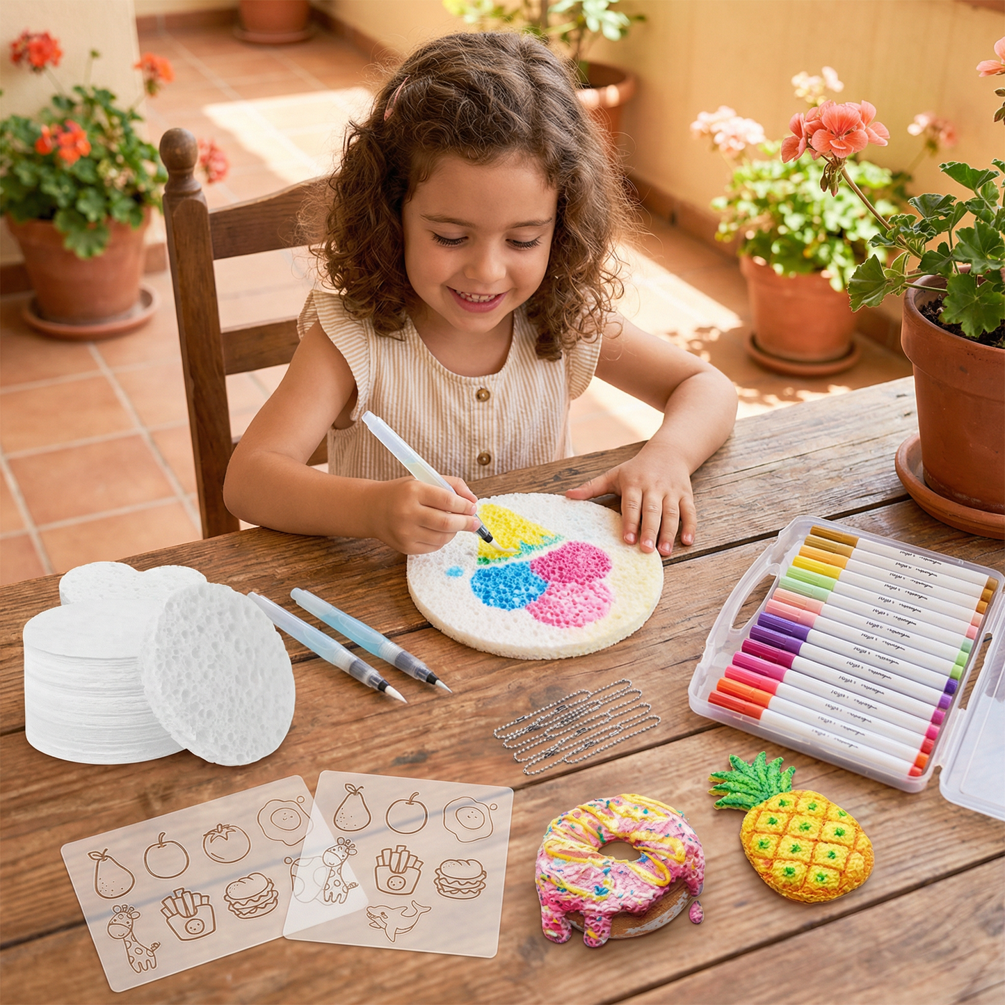 Set creativo de pintura con esponjas para niños – kit artístico DIY con efecto burbuja