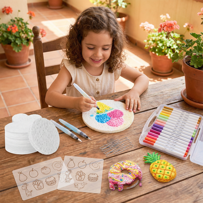 Set creativo de pintura con esponjas para niños – kit artístico DIY con efecto burbuja