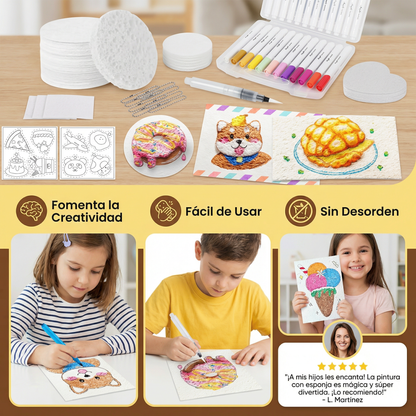 Set creativo de pintura con esponjas para niños – kit artístico DIY con efecto burbuja