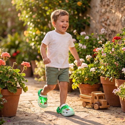 Zuecos de dinosaurio LED para niños – Zapatos de verano y playa luminosos y antideslizantes para el jardín y la playa