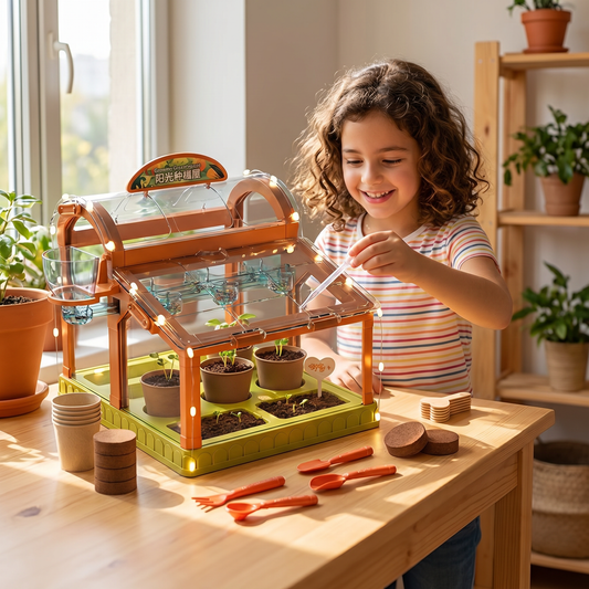 Invernadero LED para niños de acrílico – Kit de cultivo interior para aprendizaje lúdico y crecimiento de plantas