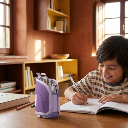 Estuche pop-up 2 en 1 con soporte para bolígrafos – organizador de escritorio que ahorra espacio