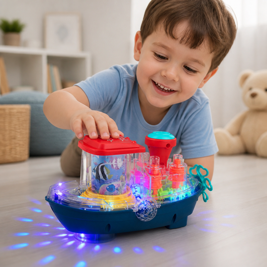 Barco de Engranajes Luminoso – Juguete Eléctrico Musical para Niños