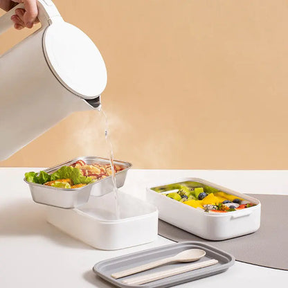 Fiambrera Bento De Acero Inoxidable De 2 Capas Con Tapa