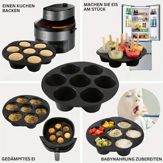 Moldes De Silicona Para Freidora De Aire Caliente - Antiadherentes Y Flexibles Para Magdalenas , Cupcakes Y Aperitivos Los Moldes De Silicona Para Freidora De Aire Caliente Son Ideales Para La Preparación De Magdalenas , Cupcakes Y Aperitivos