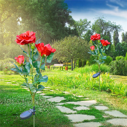 Luces de Rosas Alimentadas por Energía Solar - Enchufe de Jardín con Panel Solar para Iluminación Decorativa