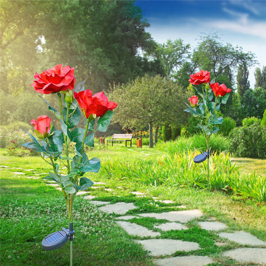 Luces de Rosas Alimentadas por Energía Solar - Enchufe de Jardín con Panel Solar para Iluminación Decorativa