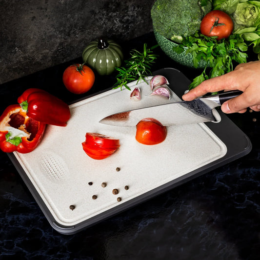 Tabla de Cortar Higiénica de Acero Inoxidable con Mango Antideslizante para un Corte Preciso para un Corte Preciso y Preciso
