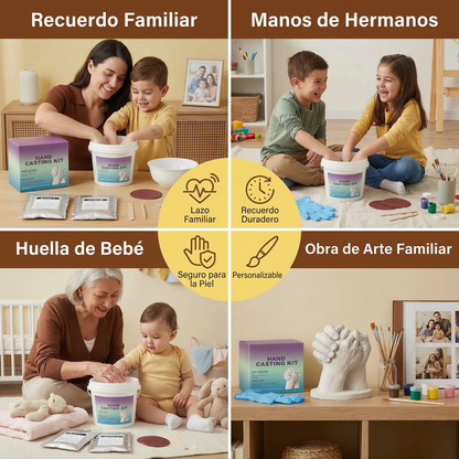 Kit de Huellas de Manos para Familias y Parejas – Set de Recuerdo 3D en Yeso