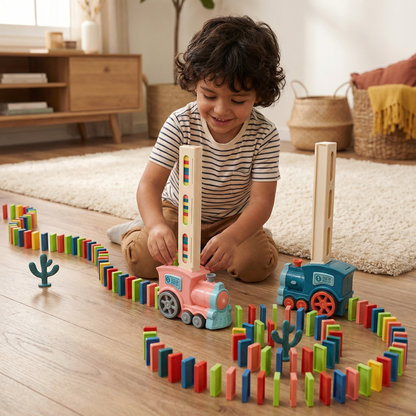 Juguete de tren dominó para niños